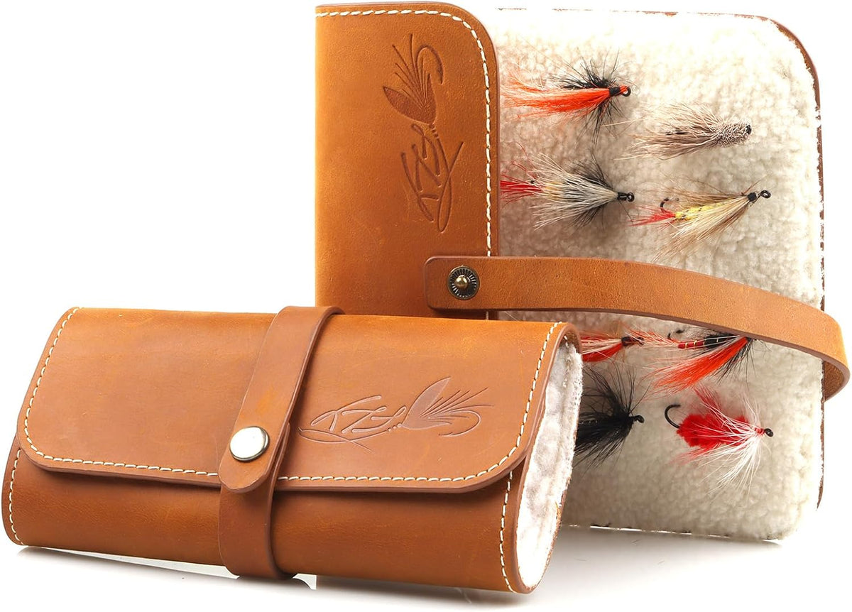 Fly Boxes for Fly Fishing Leather Wallet Tackle Box Flies Streamer Dry Fly Box Display Case Gifts for Men, Women (Fly Wallet) Visit the FAISOX Store