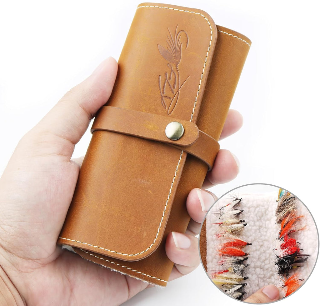 Fly Boxes for Fly Fishing Leather Wallet Tackle Box Flies Streamer Dry Fly Box Display Case Gifts for Men, Women (Fly Wallet) Visit the FAISOX Store