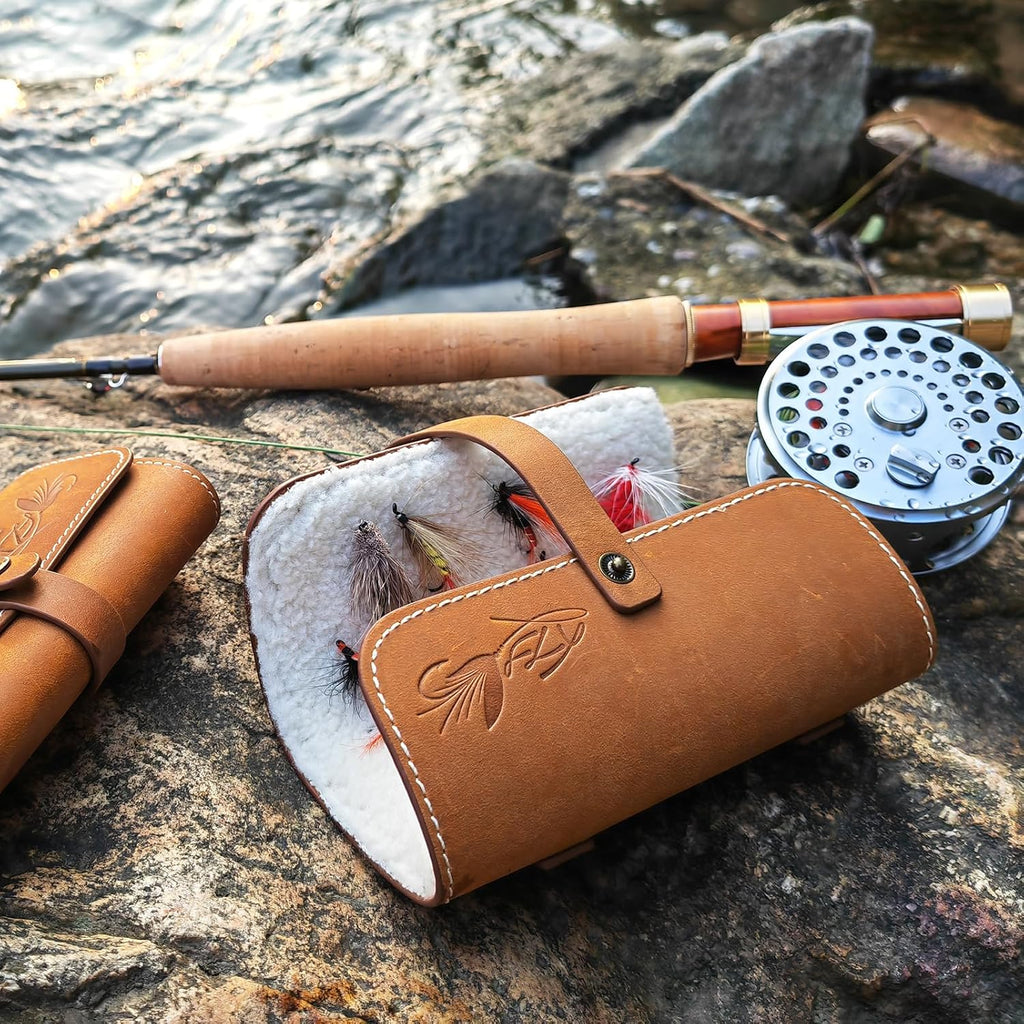 Fly Boxes for Fly Fishing Leather Wallet Tackle Box Flies Streamer Dry Fly Box Display Case Gifts for Men, Women (Fly Wallet) Visit the FAISOX Store