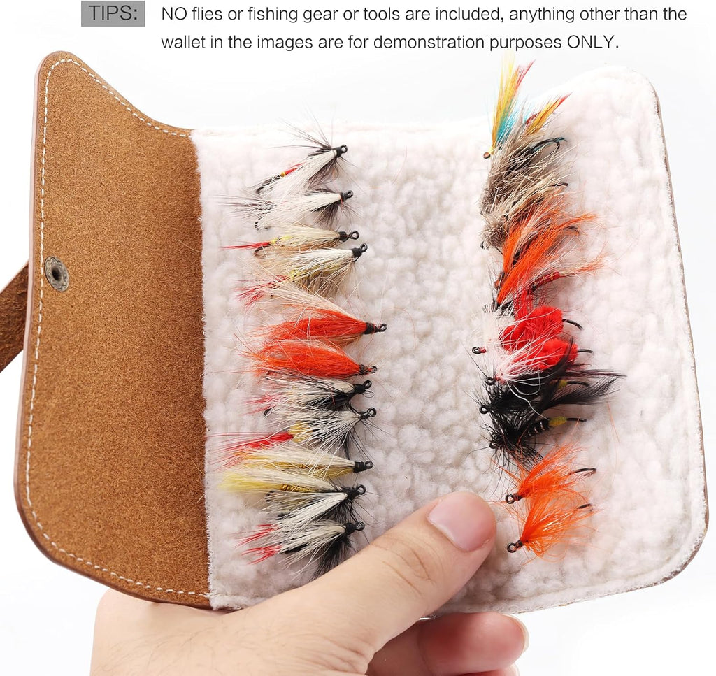 Fly Boxes for Fly Fishing Leather Wallet Tackle Box Flies Streamer Dry Fly Box Display Case Gifts for Men, Women (Fly Wallet) Visit the FAISOX Store