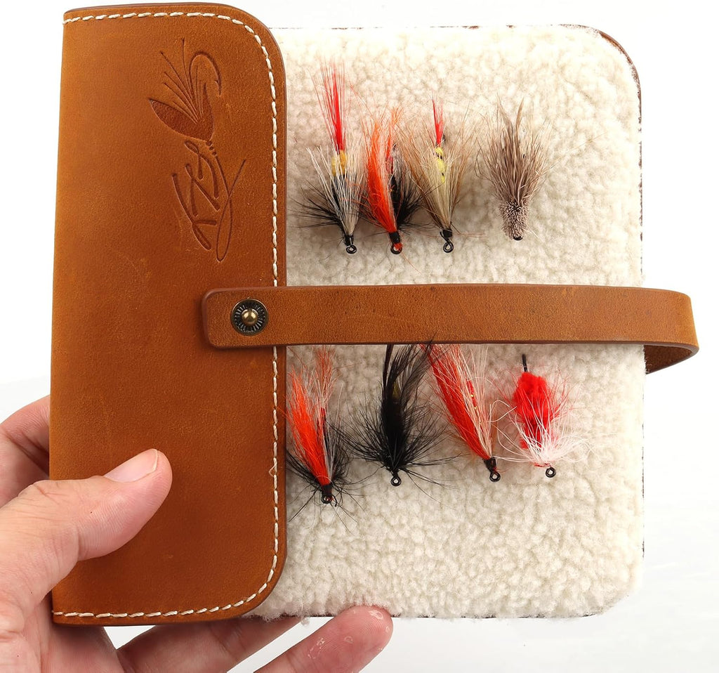 Fly Boxes for Fly Fishing Leather Wallet Tackle Box Flies Streamer Dry Fly Box Display Case Gifts for Men, Women (Fly Wallet) Visit the FAISOX Store
